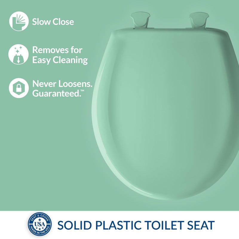 Bemis Classic Colors Slow Close Toilet Seat, Easy Clean Hinges and Durable Plastic Seat, Made in USA, Round, Ming Green - Image 2